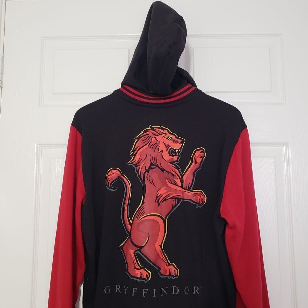 Harry Potter Gryffindor Varsity Hoodie Snap Front Sweatshirt Mens Sz Medium - Picture 7 of 11